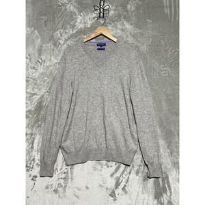 Alan Flusser Sweater Mens XXL Gray 100% Cashmere Pullover V Neck Soft Knit Warm